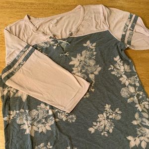 Maurice’s 24/7 Floral Lace Up Football Tee